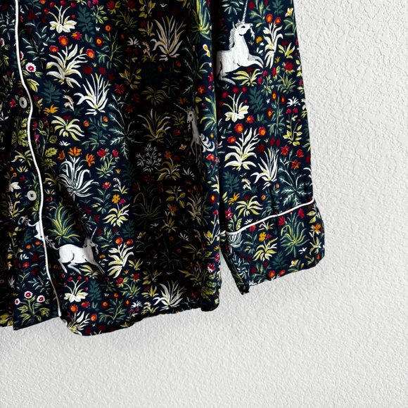 Fresh Print Unicorn Garden Blue Floral Pants and Shirt Pajama Set Size XL - Picture 3 of 14